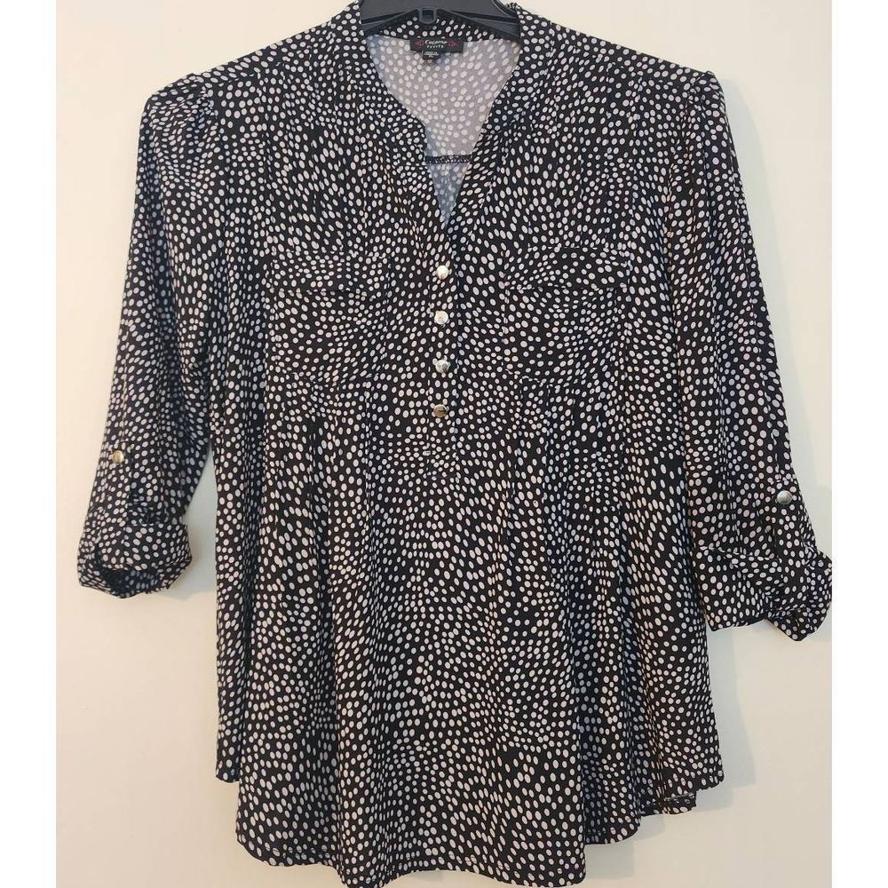 Cocomo Black &White Polkadot Pattern Blouse size P large
